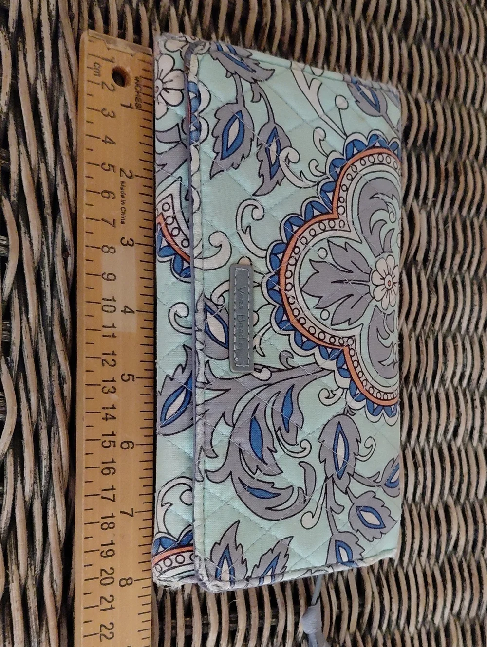 Vera Bradley Mint and Blue Quilted Floral Wristlet Wallet